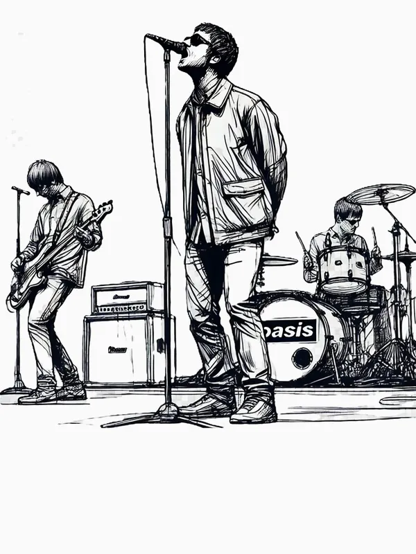 Minimalist_Line_Art_of_Oasis_Performing_–_Retro_Britpop_Band_Design_Classic_T-Shirt