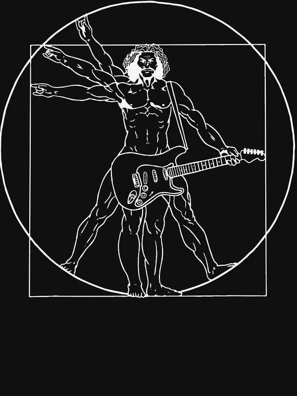 Vitruvian_Man_Guitar_Music_Player_Da_Vinci_Guitarist_Classic_T-Shirt