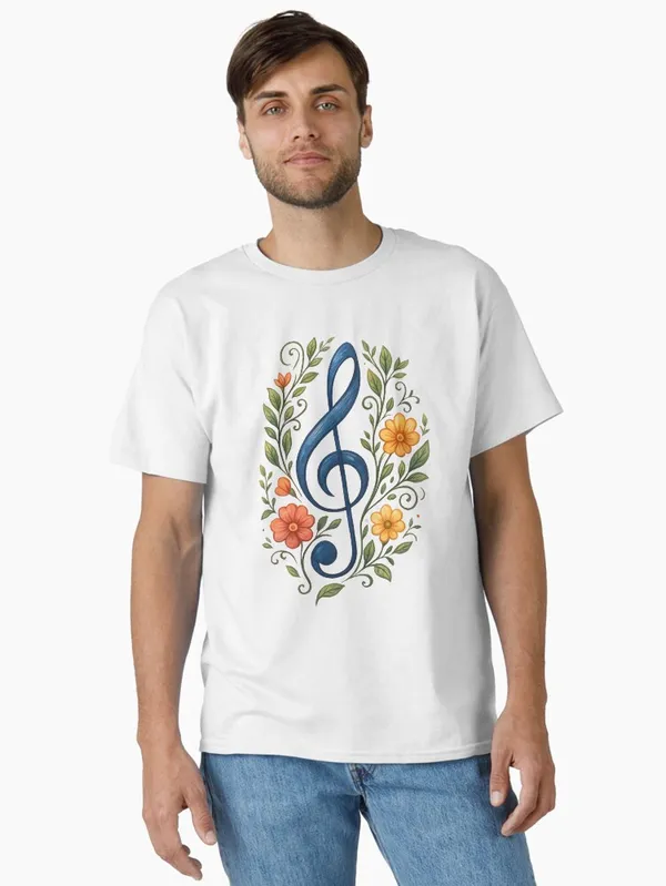 treble_clef_floral_Classic_T-Shirt