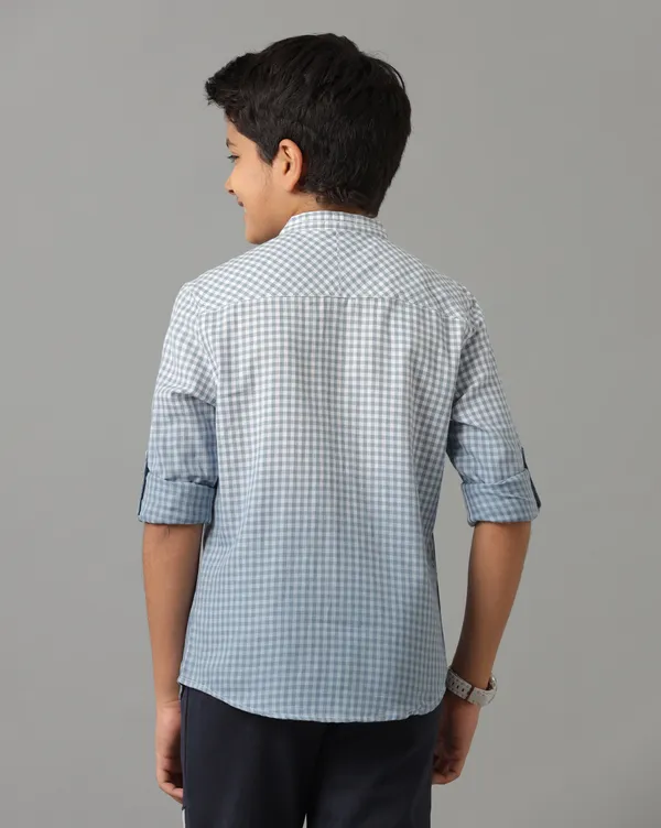 Cotton_Herringbone_Checcks_Ombre_Wash_Mandarin_Collar_Bone_Pocket_Full_Sleeve_Shirt