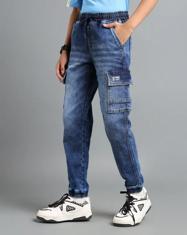 Under_Fourteen_Only_Boys_Dark_Blue_Cargo_Denim_Joggers_|_Cargo_Fit_Stretch_Denim_Jeans_with_Elastic_Waist_&_Drawstring_for_Kids
