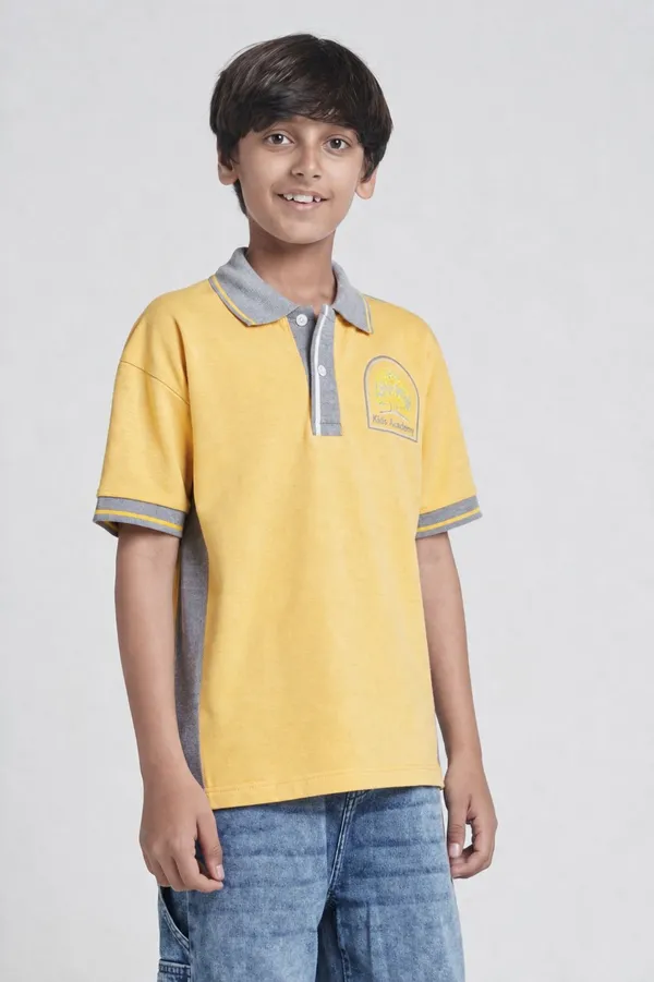 Under_Fourteen_Only_Boys_Yellow_Solid_Polo_T-Shirt_|_Half_Sleeves_Regular_Fit_Cotton_Pique_Tee_with_Contrast_Panels_&_Chest_Embroidery_for_Kids