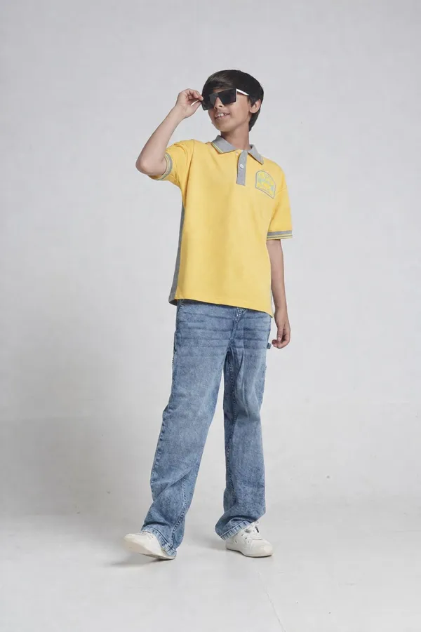 Under_Fourteen_Only_Boys_Yellow_Solid_Polo_T-Shirt_|_Half_Sleeves_Regular_Fit_Cotton_Pique_Tee_with_Contrast_Panels_&_Chest_Embroidery_for_Kids
