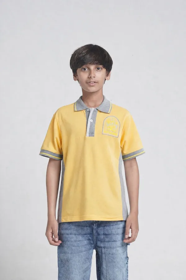 Under_Fourteen_Only_Boys_Yellow_Solid_Polo_T-Shirt_|_Half_Sleeves_Regular_Fit_Cotton_Pique_Tee_with_Contrast_Panels_&_Chest_Embroidery_for_Kids