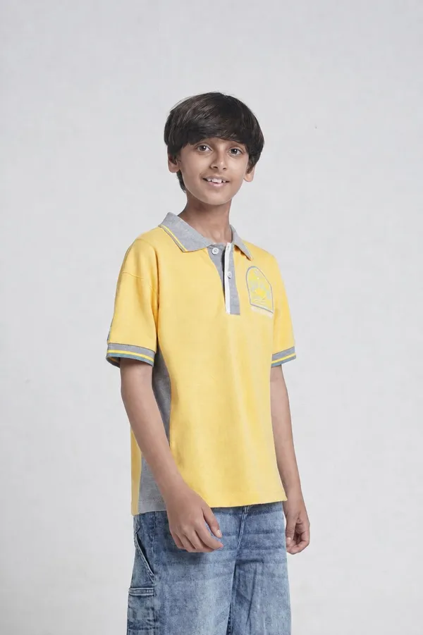 Under_Fourteen_Only_Boys_Yellow_Solid_Polo_T-Shirt_|_Half_Sleeves_Regular_Fit_Cotton_Pique_Tee_with_Contrast_Panels_&_Chest_Embroidery_for_Kids