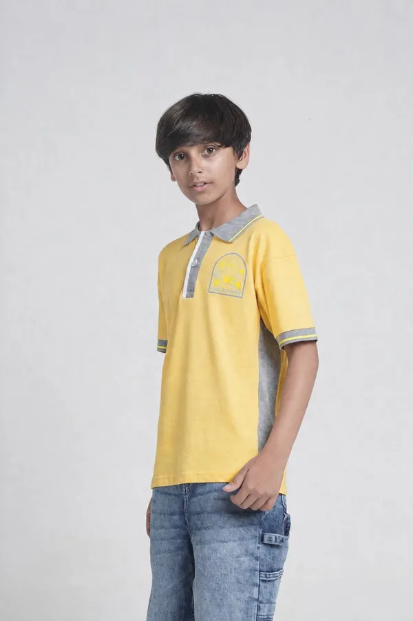 Under_Fourteen_Only_Boys_Yellow_Solid_Polo_T-Shirt_|_Half_Sleeves_Regular_Fit_Cotton_Pique_Tee_with_Contrast_Panels_&_Chest_Embroidery_for_Kids