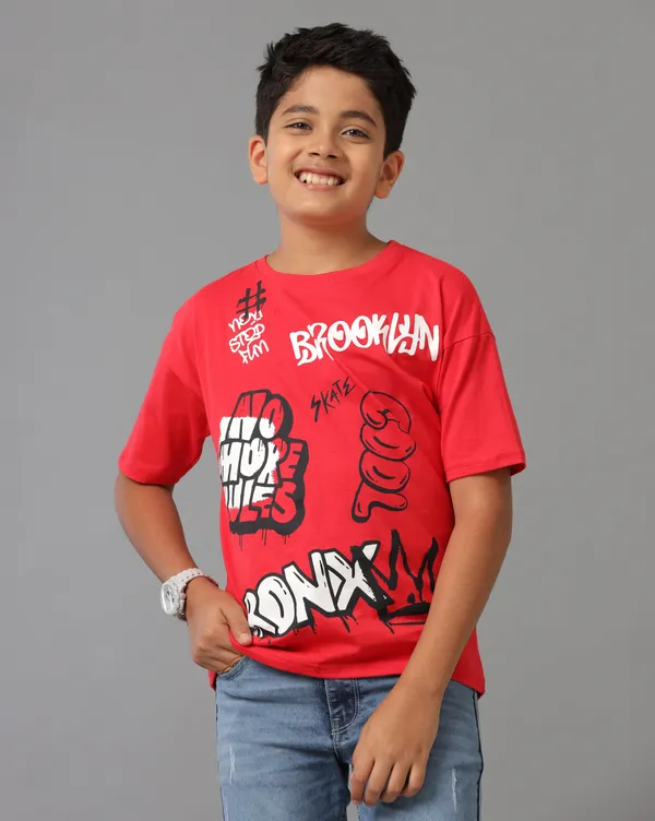 Red_Boys_Half_Sleeve_T-Shirt_With_Brooklyn_Print