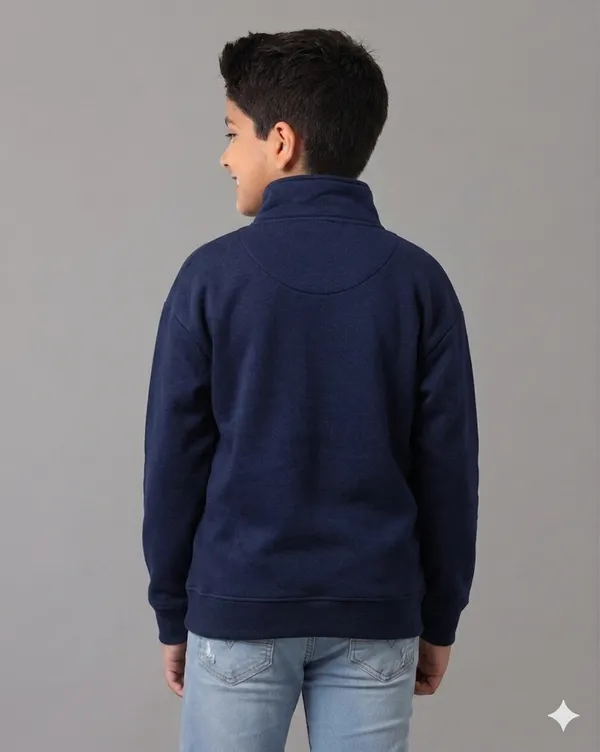 Under_Fourteen_Only_Boys_Navy_Solid_Quarter_Zip_Sweatshirt_|_Full_Sleeves_Relaxed_Fit_High_Neck_Fleece_Pullover_with_Graphic_Print_for_Kids