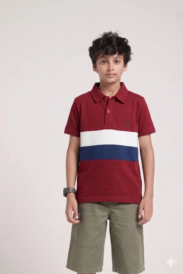 Boys_Cotton_Polo_Neck_Conceal_Button_Placket_Contrast_Cut_N_Sew_Half_Sleeve_Polo
