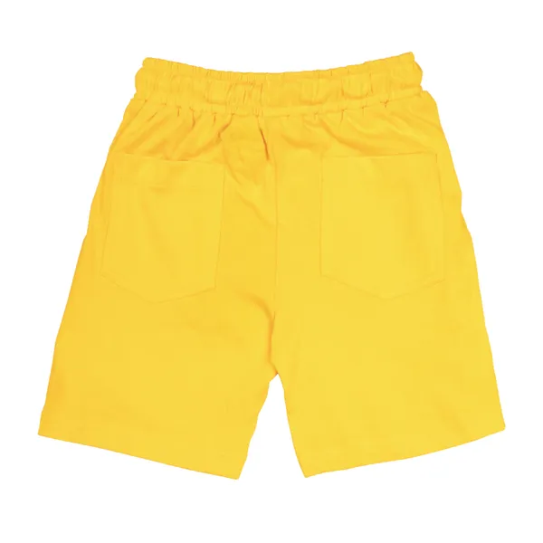 Yellow_Boys_100%_Cotton_Single_Jersy_Elasticated_Waist_Styling_Na_Printed_Tape_At_Sides_3/4_Length_Shorts