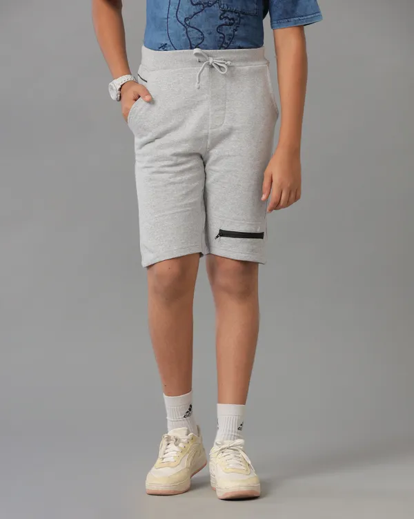 Light_Grey_Boys_Knit_Shorts_With_Cut_&_Sew_At_Pocket_And_Print_On_The_Front_Panel