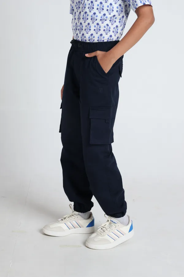 Under_Fourteen_Only_Boys_Navy_Textured_Cargo_Joggers_|_Cargo_Fit_Cotton_Lycra_Twill_Track_Pants_with_Elastic_Waist,_Drawstring_&_Cargo_Pockets_for_Kids