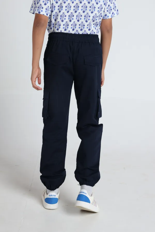 Under_Fourteen_Only_Boys_Navy_Textured_Cargo_Joggers_|_Cargo_Fit_Cotton_Lycra_Twill_Track_Pants_with_Elastic_Waist,_Drawstring_&_Cargo_Pockets_for_Kids