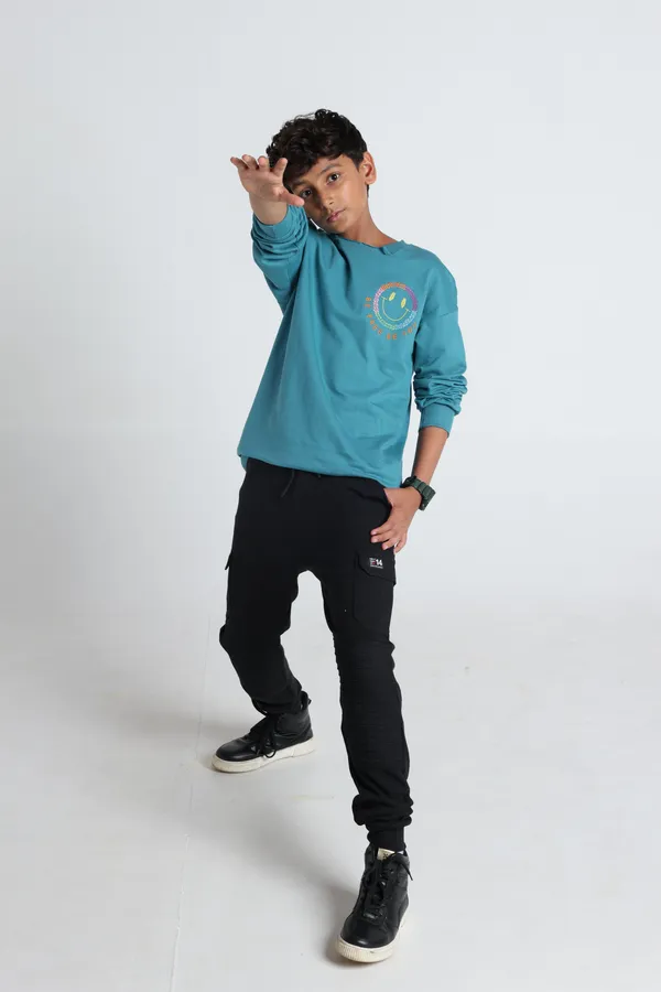 Under_Fourteen_Only_Boys_Black_Textured_Cargo_Joggers_|_Jogger_Fit_Cotton_Waffle_Track_Pants_with_Elastic_Waist,_Drawstring_&_Cargo_Pockets_for_Kids