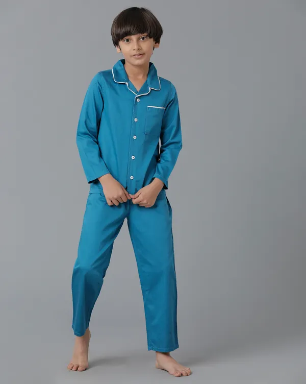 Unisex_2Pcs_Full_Sleeves_N_Elastic_Waistband_Pants_Sleepwear