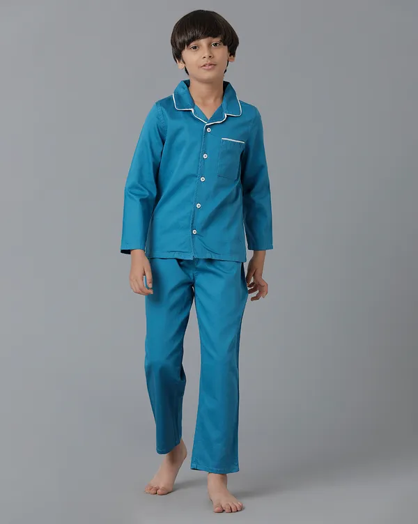 Unisex_2Pcs_Full_Sleeves_N_Elastic_Waistband_Pants_Sleepwear