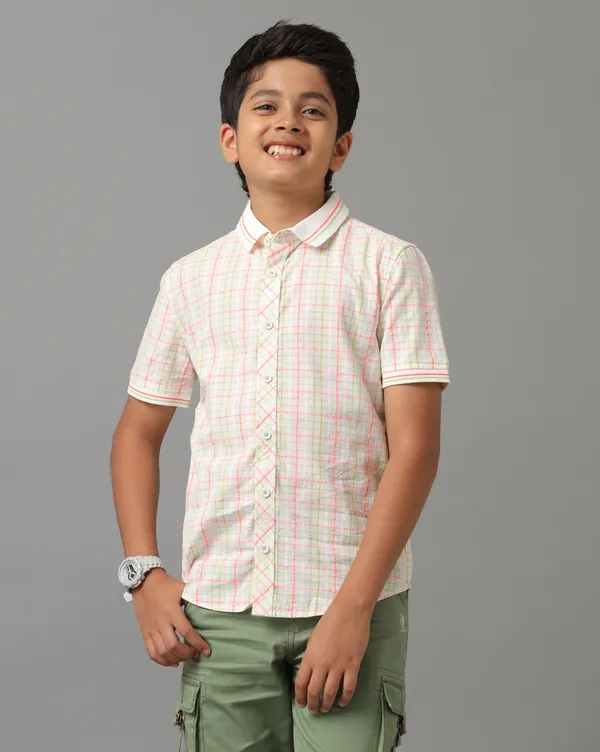 Neon_Green_Crinkle_Cotton_Checks_Rib_Collar_N_Sleeve_Bottom_Hem_Half_Sleeves_Shirt