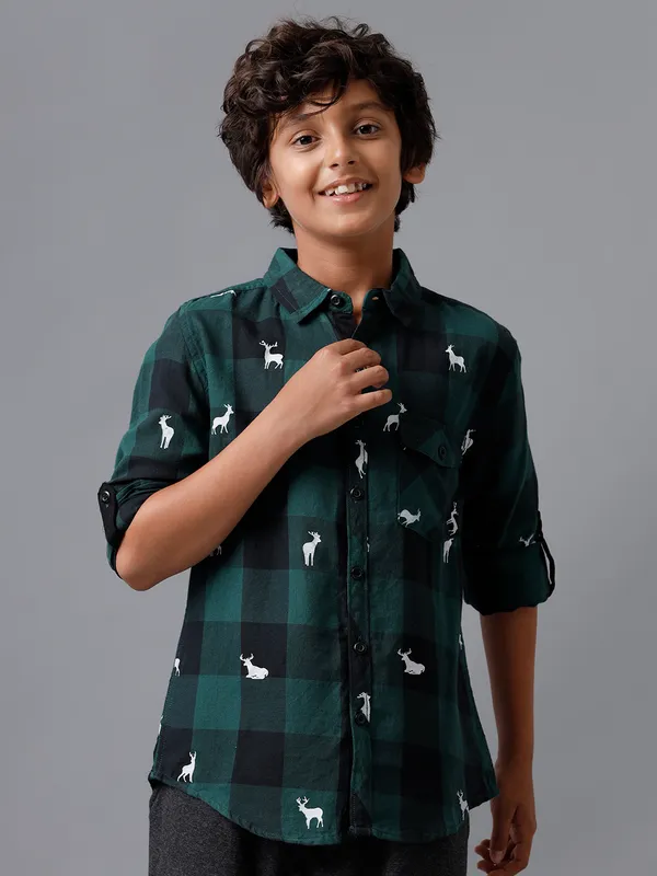 X-Mas_Green_X-Mas_Printed_Checks_Flap_Pocket_Full_Sleeve_Shirt