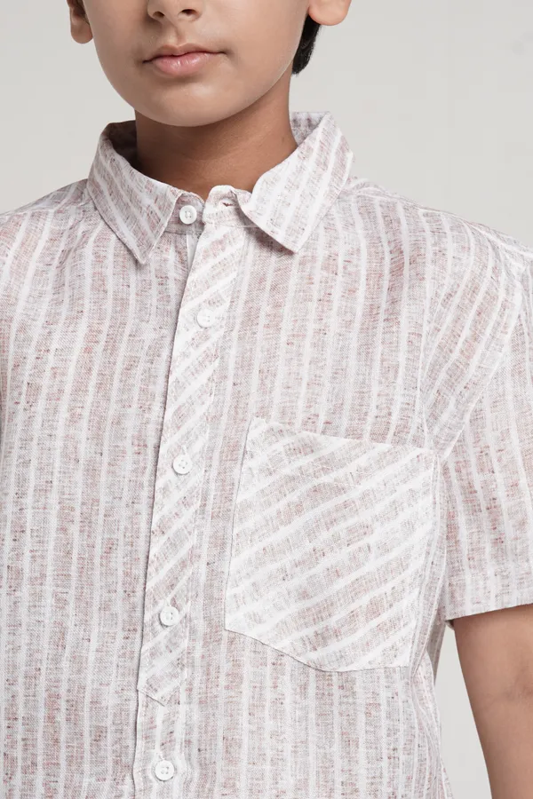 Boys_Cotton_Slub_Y/D_Stripes_Contrast_Tape_on_Patch_Pocket_Half_Sleeve_Shirt