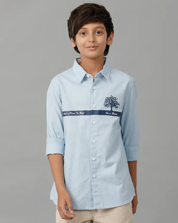 Blue_Cotton_Oxford_Chest_Print_Contrast_Neck_Band_Rollup_Sleeve_Shirt