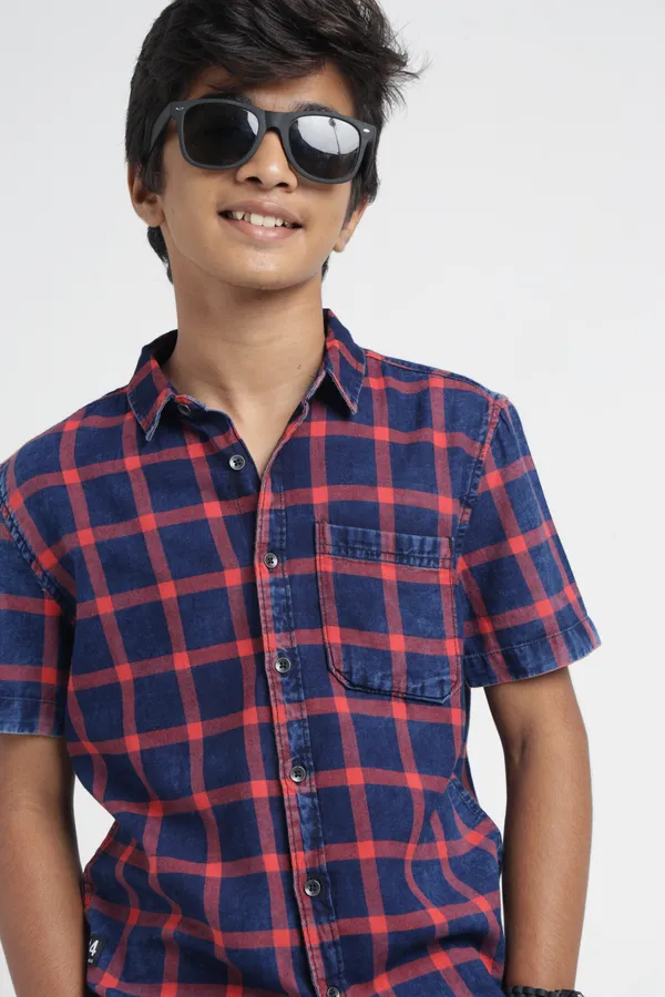 Boys_Orange_Orange_Checked_Casual_Shirt_|_Half_Sleeves_Regular_Fit_Collared_100%_Cotton_Indigo_Shirt_with_Chest_Pocket_for_Kids