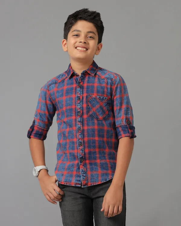 Boys_Cotton_Indigo_Checks_Washed_Shoulder_Patch_Metal_Button_Neck_Twill_Tape_Patch_Pocket_Roll_Up_Shirt