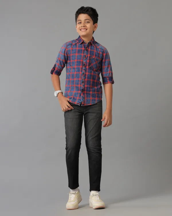 Boys_Cotton_Indigo_Checks_Washed_Shoulder_Patch_Metal_Button_Neck_Twill_Tape_Patch_Pocket_Roll_Up_Shirt