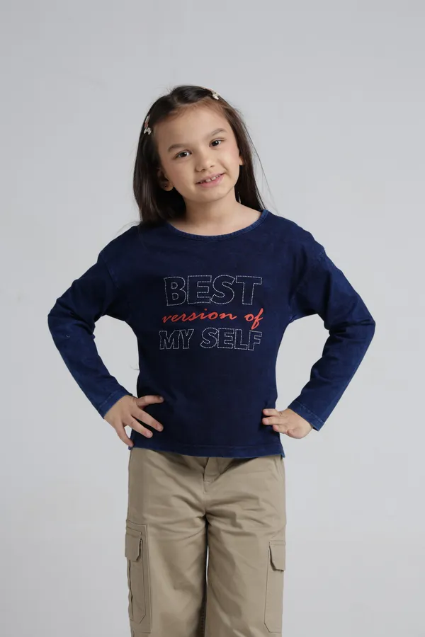 Girls_Cotton_Indigo_Washed_Round_Neck_Drop_Shoulder_Foil_N_Embroidery_Graphic_Print_Full_Sleeve_T_Shirt