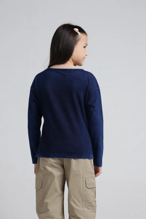 Girls_Cotton_Indigo_Washed_Round_Neck_Drop_Shoulder_Foil_N_Embroidery_Graphic_Print_Full_Sleeve_T_Shirt