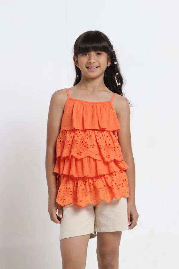 Girls_Crinkle_Cotton_Adjustable_Shoulder_Strap_Cut_N_Sew_Lace_Gathers_Contrast_Bow_Patch_Top