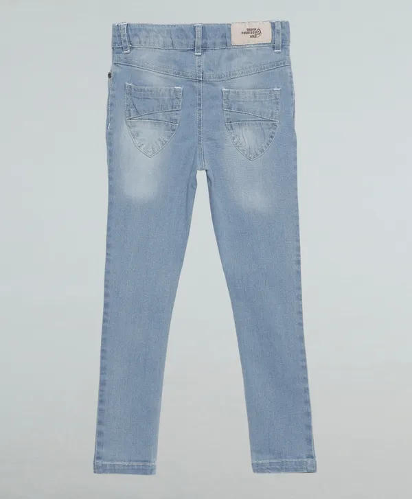 Girls_97%_Cotton_3%Spandex_Stretch_Denim_Denim_Wash_Effect_Emb_On_Front_Panel_Na__Denim