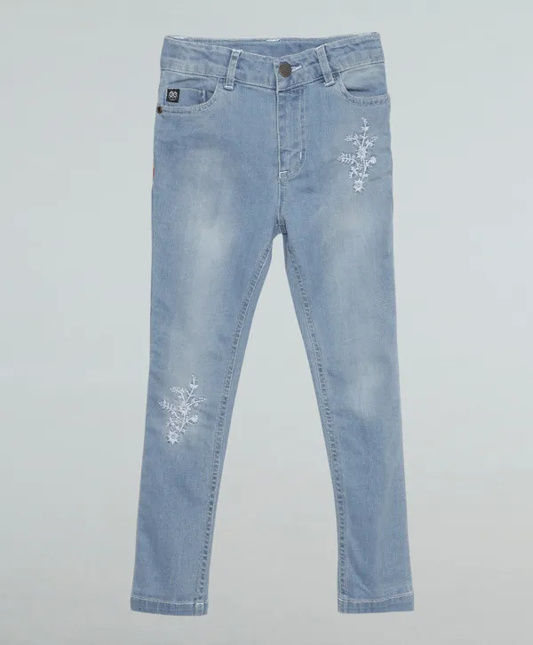 Girls_97%_Cotton_3%Spandex_Stretch_Denim_Denim_Wash_Effect_Emb_On_Front_Panel_Na__Denim