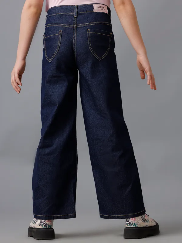 Dark_Blue_Cotton_Spandex_Flare_Cut_Fit_Denim_For_Girls