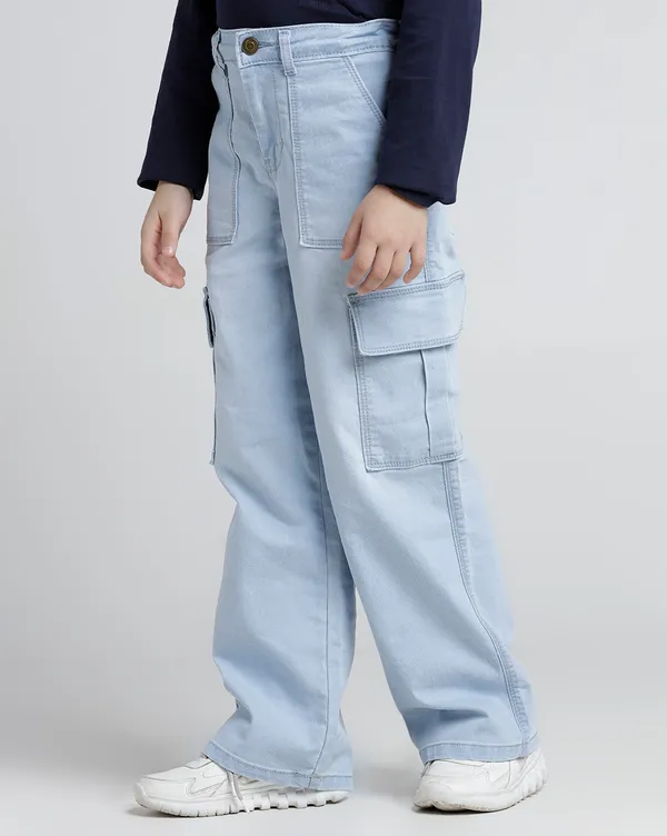 Girls_97%_Cotton_3%Spandex_Stretch_Denim_Denim_Wash_Effect_Emb_On_Front_Panel_Na__Denim