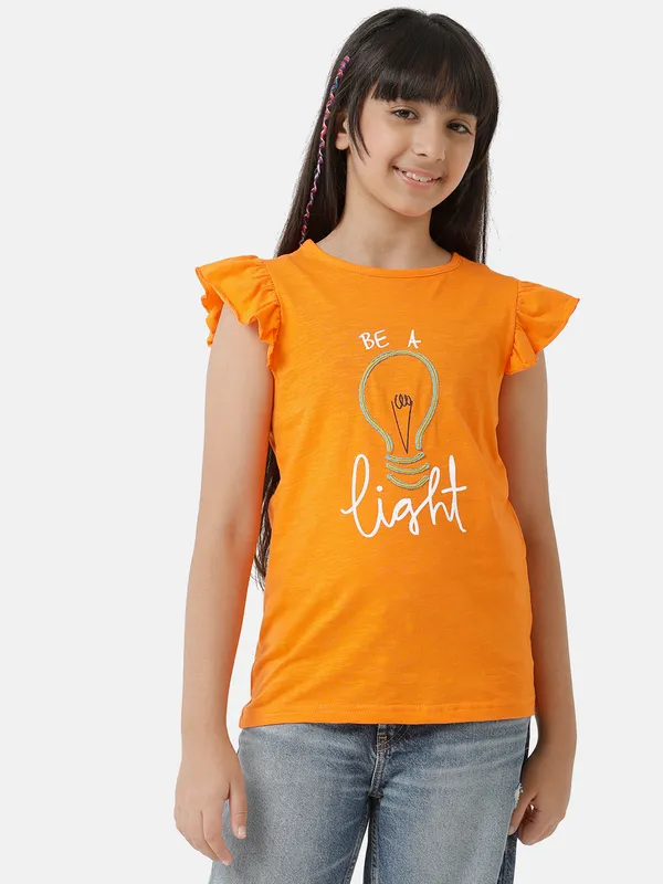 Cotton_Orange_Girls_Sleeveless_Top