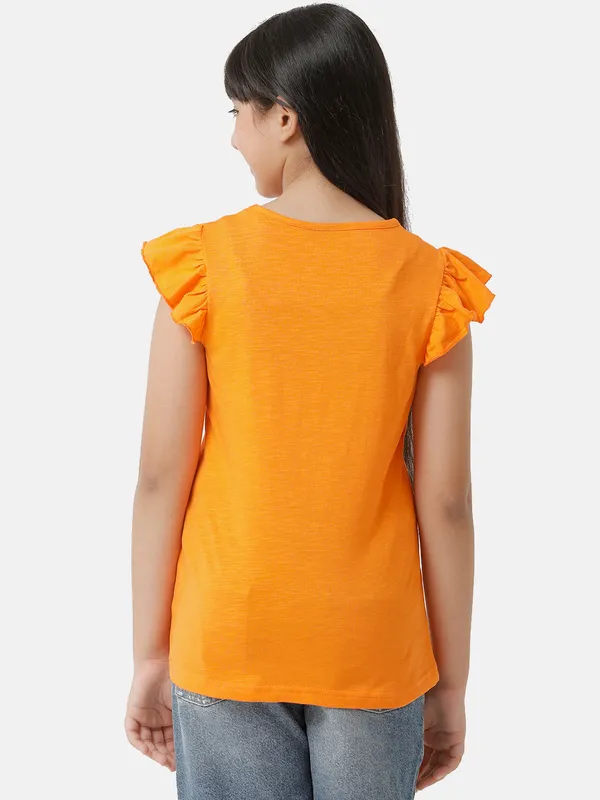 Cotton_Orange_Girls_Sleeveless_Top