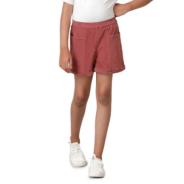 Maroon_Cotton_Spandex_Slim_Fit_Shorts_For_Girls