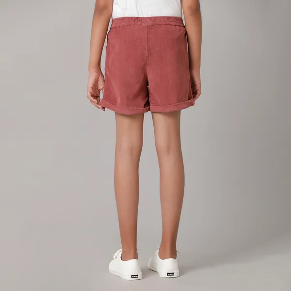 Maroon_Cotton_Spandex_Slim_Fit_Shorts_For_Girls