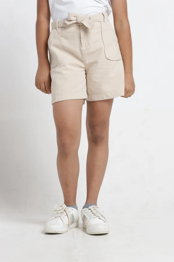 Girls_Cotton_Embroidery_On_Back_Patch_Pockets_Self_Fabric_Waistband_Belt_Hot_Shorts