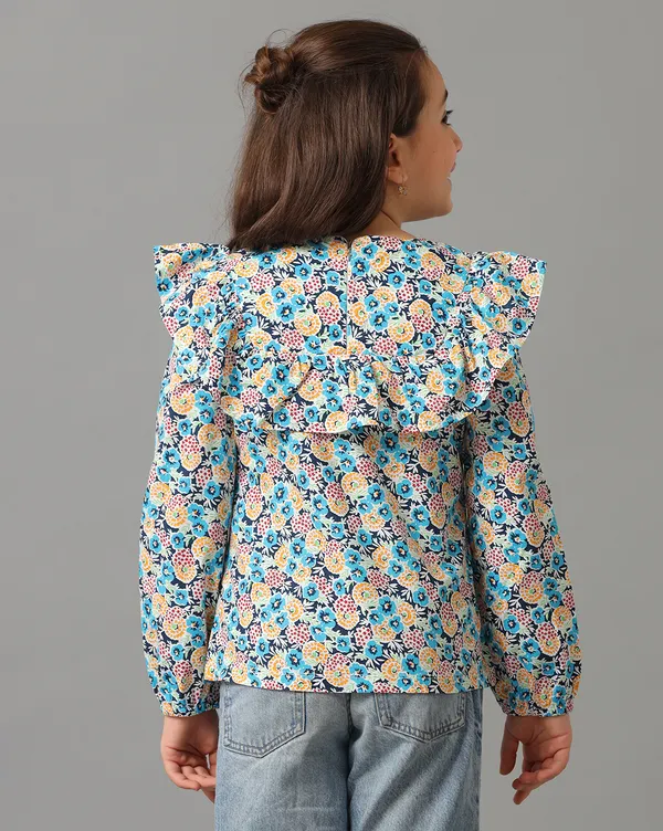 Girls_Long_Sleeve_Printed_Top_With_Ruffles_At_The_Chest