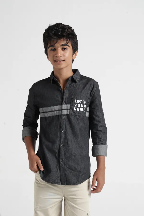 Under_Fourteen_Only_Boys_Black_Solid_Casual_Hooded_Denim_Shirt_|_Full_Sleeves_Relaxed_Fit_Collared_Stretch_Denim_Shirt_with_Detachable_Hood,_HD_Logo_Print_&_Contrast_Tape_for_Kids