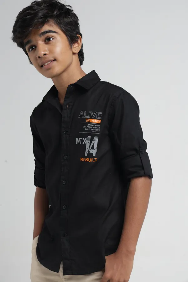 Under_Fourteen_Only_Boys_Black_Solid_Casual_Poplin_Shirt_|_Full_Sleeves_Regular_Fit_Collared_Cotton_Shirt_with_Front_&_Back_Graphic_Print_for_Kids