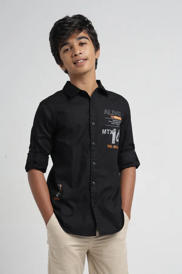 Under_Fourteen_Only_Boys_Black_Solid_Casual_Poplin_Shirt_|_Full_Sleeves_Regular_Fit_Collared_Cotton_Shirt_with_Front_&_Back_Graphic_Print_for_Kids