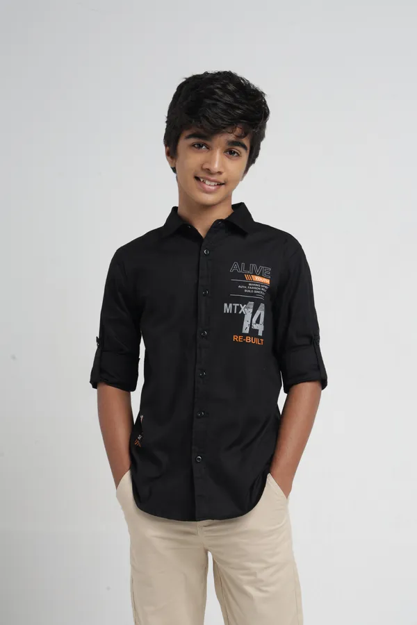 Under_Fourteen_Only_Boys_Black_Solid_Casual_Poplin_Shirt_|_Full_Sleeves_Regular_Fit_Collared_Cotton_Shirt_with_Front_&_Back_Graphic_Print_for_Kids