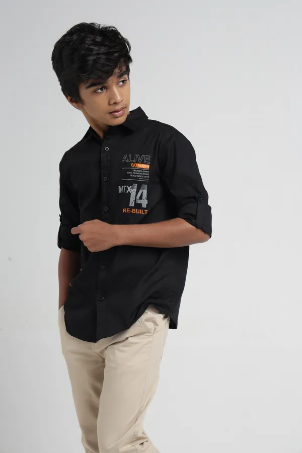 Under_Fourteen_Only_Boys_Black_Solid_Casual_Poplin_Shirt_|_Full_Sleeves_Regular_Fit_Collared_Cotton_Shirt_with_Front_&_Back_Graphic_Print_for_Kids
