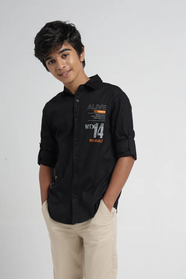 Under_Fourteen_Only_Boys_Black_Solid_Casual_Poplin_Shirt_|_Full_Sleeves_Regular_Fit_Collared_Cotton_Shirt_with_Front_&_Back_Graphic_Print_for_Kids