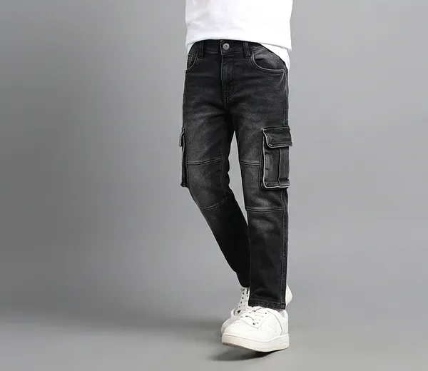 Under_Fourteen_Only_Boys_Black_Textured_Cargo_Denim_Jeans_|_Cargo_Fit_Stretch_Denim_Pants_with_Utility_Pockets_&_Button_Closure_for_Kids