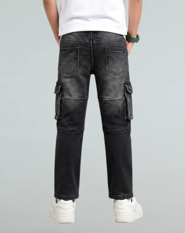 Under_Fourteen_Only_Boys_Black_Textured_Cargo_Denim_Jeans_|_Cargo_Fit_Stretch_Denim_Pants_with_Utility_Pockets_&_Button_Closure_for_Kids