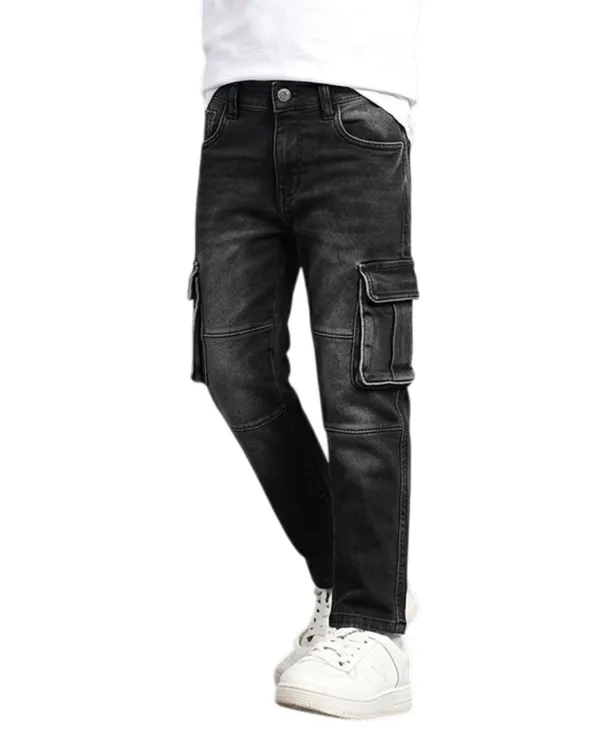Under_Fourteen_Only_Boys_Black_Textured_Cargo_Denim_Jeans_|_Cargo_Fit_Stretch_Denim_Pants_with_Utility_Pockets_&_Button_Closure_for_Kids