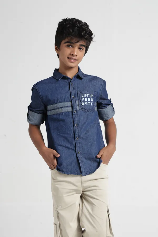 Under_Fourteen_Only_Boys_Blue_Solid_Casual_Hooded_Denim_Shirt_|_Full_Sleeves_Relaxed_Fit_Collared_Stretch_Denim_Shirt_with_Detachable_Hood,_HD_Logo_Print_&_Contrast_Tape_for_Kids